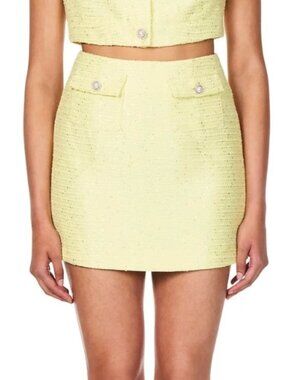 NOOKIE Tarsha Tweed Skirt Yellow XS